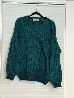 Vintage Street Closed Crewneck Sweater Size M Green Acrylic Knit